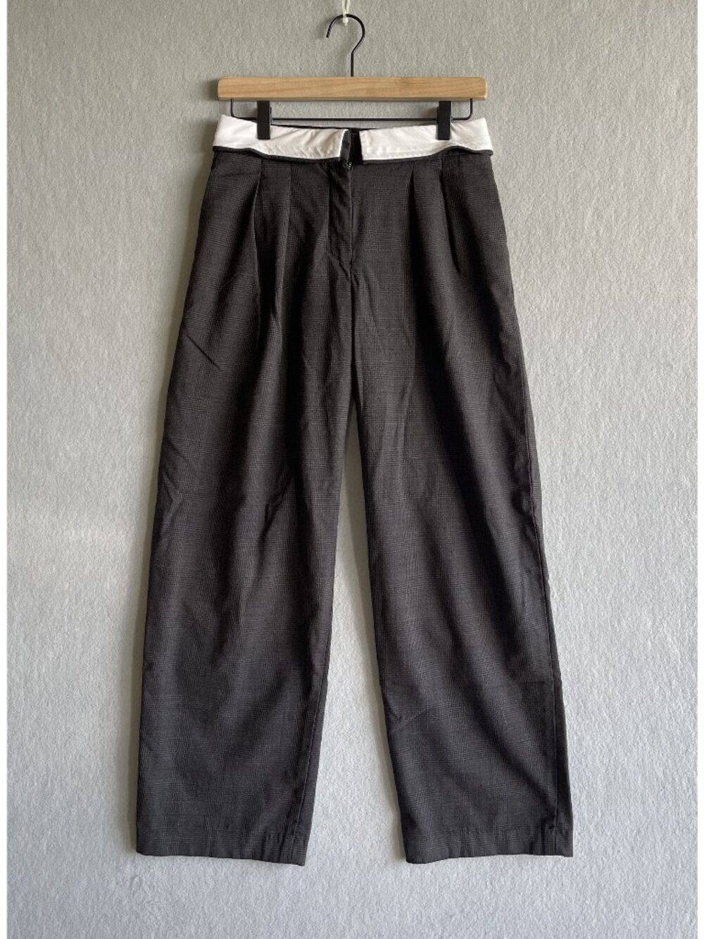 Babaton Aritzia High-Waisted Wide-Leg Wool-Blend Trousers White Waist Gray 0